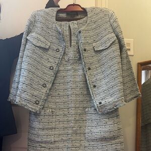 St. John’s Classic Tweed dress set in Light Gray